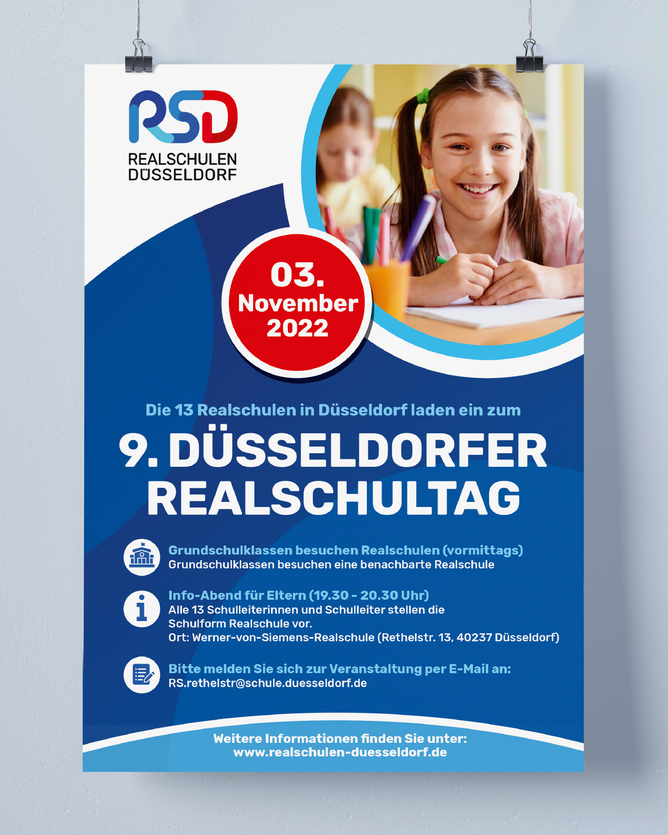 361° Kommunikation - Realschulen Düsseldorf | Corporate Design | Poster | Wir unterrichten Zukunft mit Tradition